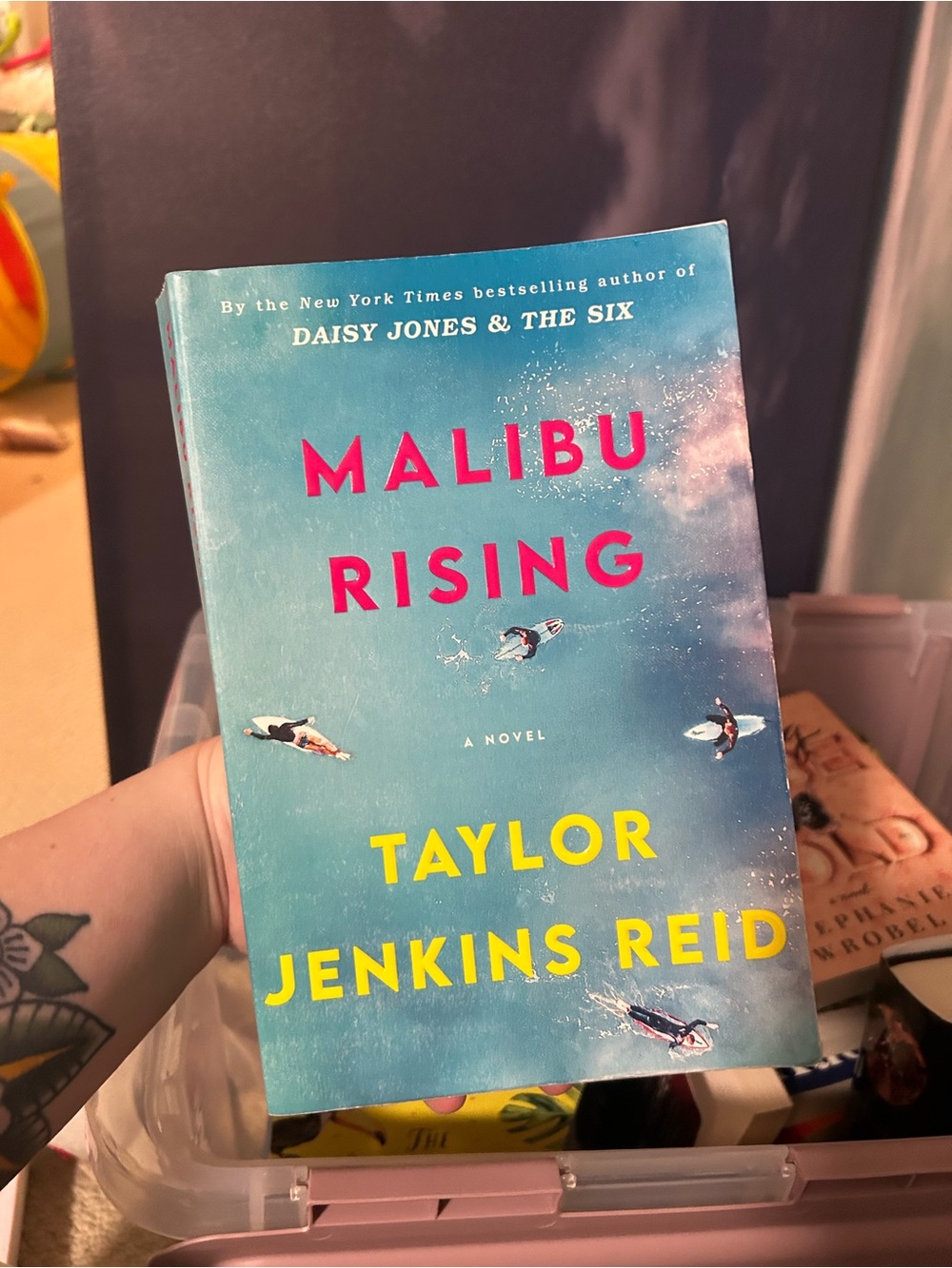 Malibu Rising by Taylor Jenkins Reid - Blue & Pink Cover Paperback